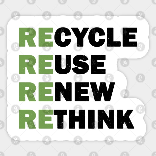 Recycle Reuse Renew Rethink Sticker by valentinahramov